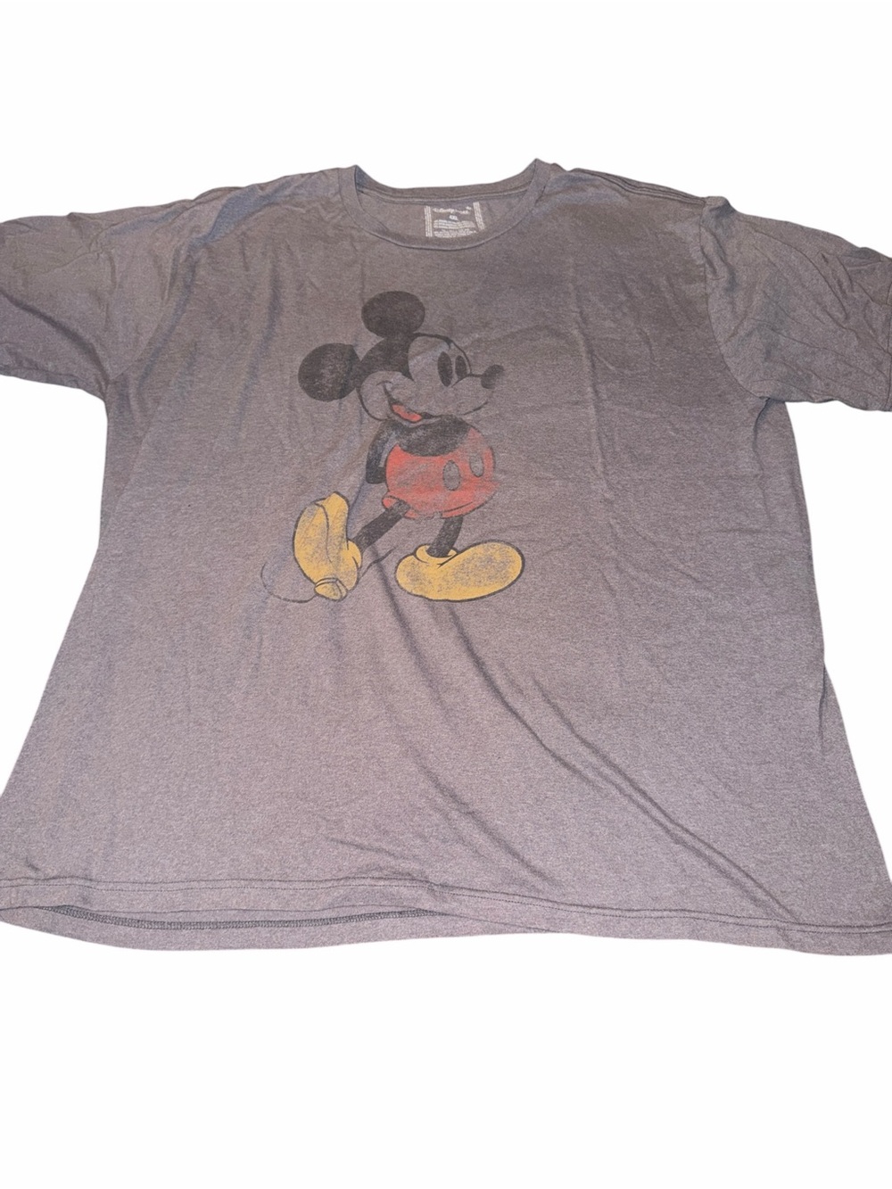 Men's Gray Mickey Mouse Graphic Tee - Classic Cartoon Top